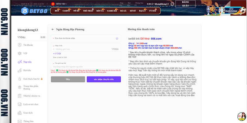Thông Tin Phương Thức Nạp Tiền Bet88 - Hướng Dẫn Chi Tiết